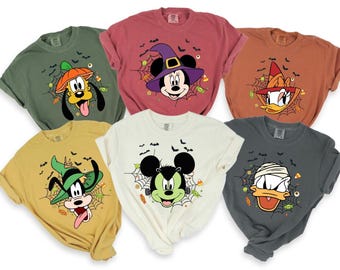 Comfort Colors Vintage Disney Mickey and Friends Characters Halloween Shirt,Disney Halloween Shirt,Disneyland Halloween,Halloween Disney Tee