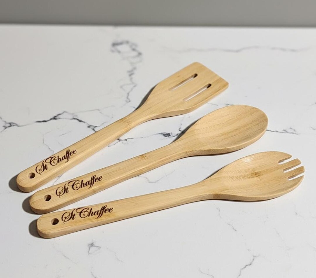 Custom Utensils Personalized Bamboo Cooking Utensils, Engraved Kitchen Tools, Custom ...