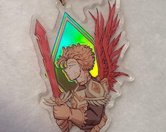 Gold Holo "Wing Justiciar Hawks" (Keigo Takami) Acrylic Charm / Keychain - by EahsalArt