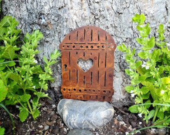 Outdoor Fairy Garden Door | Outside Metal Fairy Miniature Accessories for Tree