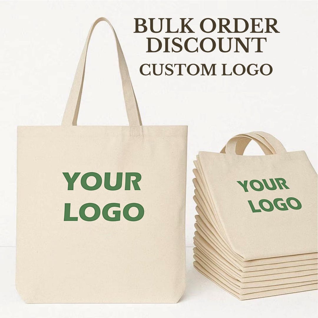 Custom Logo Tote Bag, Bulk Personalized Canvas Tote Bags for Business ...