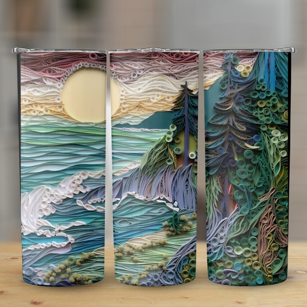 Sunset Washington Oregon Coast 20 oz Skinny Tumbler Sublimation Design, Straight Tapered Wrap, Tumbler Wrap, Tumbler Png, Instant Download