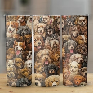 Dogs 20 oz Skinny Tumbler Sublimation Design, Straight & Tapered Wrap, Tumbler Wrap, Tumbler Png, Instant Download, Dog Lover Gift