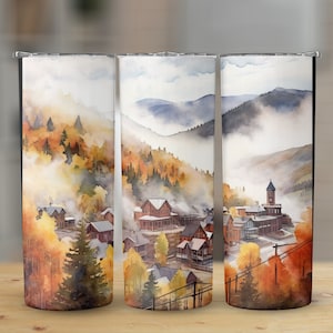 Montañas de Colorado Colores de otoño Diseño de sublimación de vaso flaco de 20 oz, envoltura recta y cónica, envoltura de vaso, vaso png, descarga instantánea