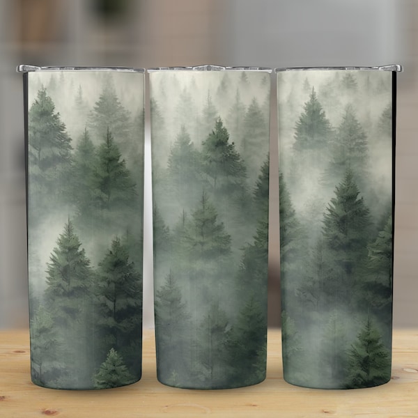 Foggy Forest Oregon Washington 20 oz Skinny Tumbler Sublimation Design, Straight & Tapered Wrap, Tumbler Wrap, Tumbler Png, Instant Download