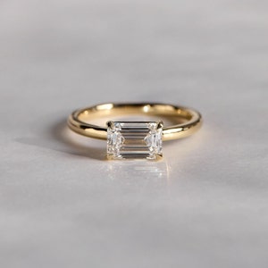 1.48ct Smaragdschliff Moissanite / Simulierter Diamant Carat 4 Prong Solitär 925 Silber 10k 14k 18k Gold Versprechen Ring / Jubiläumsring Bild 1