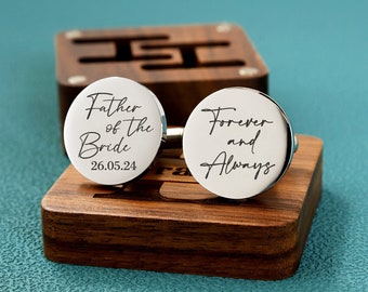 Personalised Father of the Bride gift Cufflinks, Custom Wedding Day Gifts, Father's Day gift, Forever and Always Love Father , Bride gift