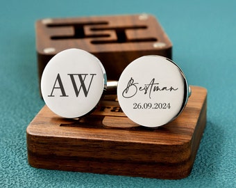 Engraved Groomsmen Gifts, Cufflinks Set, Grooms men Proposal, Personalized Wedding Groomsman Cufflinks, Best Man Gift, Engraved Cuff Links