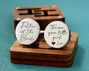 Father's Day gift, personalised Wedding Day cufflinks, Father of the bride gift, Custom Father of the Groom Gift, Gifts from Bride