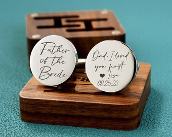 Father of the bride gift, custom personalized Wedding  cufflinks, Daughter's Wedding Gift for Father, I loved your first Cufflinks