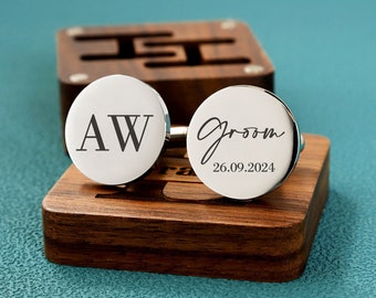 Personalisierte Groomsmen Geschenke ， Gravur Box Optional, Manschettenknöpfe für Männer Bräutigam, Benutzerdefinierte Grooms Mann Geschenk Trauzeuge Manschettenknöpfe