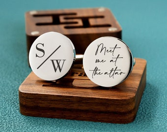 Personalized Cufflinks, Custom Cufflinks for Groom, Wedding Day Gift, Meet me at the altar Cufflink, Groomsman Gifts, Gift for Husband