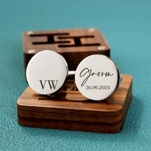 Engraved Groomsmen Gifts, Cufflinks Set, Grooms men Proposal, Personalized Wedding Groomsman Cufflinks, Best Man Gift, Engraved Cuff Links