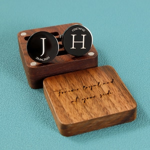 Benutzerdefinierte Manschettenknöpfe Gravur Box Optional, personalisierte Hochzeitstag Manschettenknöpfe für Bräutigam Trauzeugen, Holz Jahrestagsgeschenk, Geschenk für Mann Bild 10