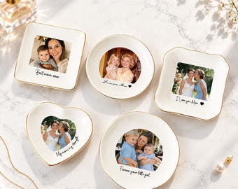 Personalized Mom Photo Jewelry Dish, Mothers day gifts, Ceramic Trinket Tray Gift for Mom, Mom Gift from Daughter