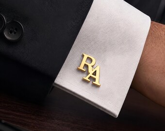 Personalized Initial Cufflinks, Stainless Steel, Walnut Box, Groomsmen Gifts