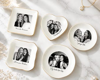Personalized Photo Jewelry Dish, Ceramic, Best Friend Gift