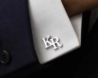 Personalized Initial Groomsmen Cufflinks, Stainless Steel, Walnut Box, Groomsmen Gifts