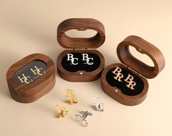 Custom Groomsmen Cufflinks, Personalized Initial Cufflinks, Groomsmen Gifts, Wedding Cufflinks for Groom Best Man Gifts