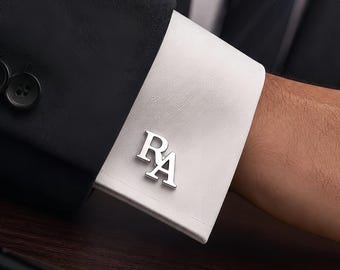 Personalized Initial Cufflinks: Stainless Steel & Walnut Box - Groomsmen Gift