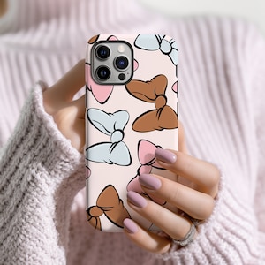 Custodia per telefono con fiocco di topo, custodia per telefono resistente con fiocco ispirato a Minnie con strato di protezione extra per Google Pixel, Samsung Galaxy e iPhone