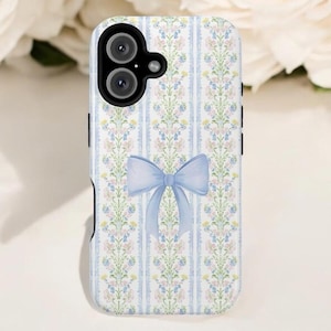 Cottagecore Floral Bow iPhone Case: Shabby Chic Country Design