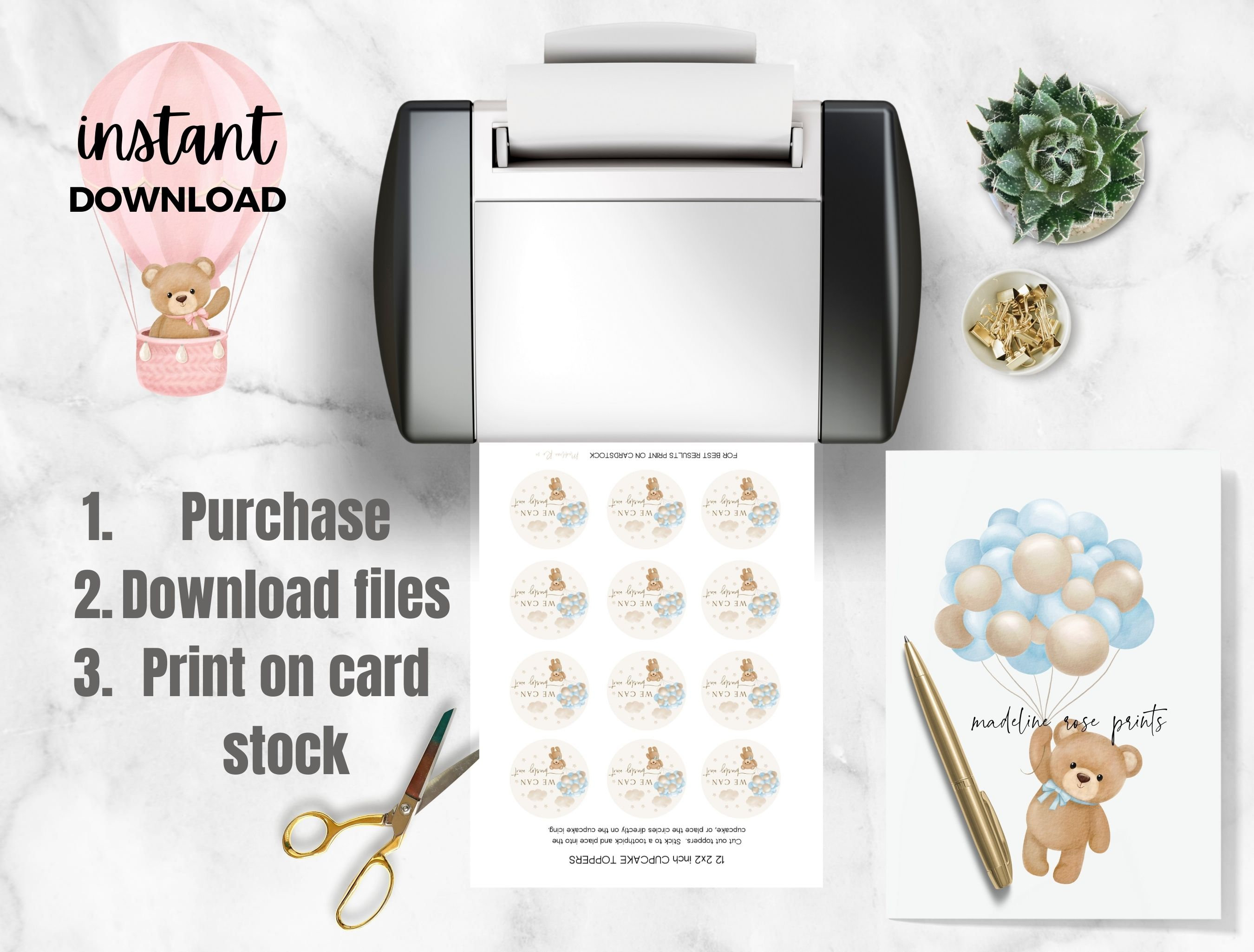 Printable Twin Boy Girl Teddy Bear Baby Shower we Can Bearly Wait , we ...