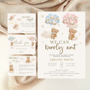 Gemelli ragazzo e ragazza Possiamo aspettare con trepidazione Invito alla doccia con orsacchiotti gemelli Gemelli Baby shower ragazzo e ragazza