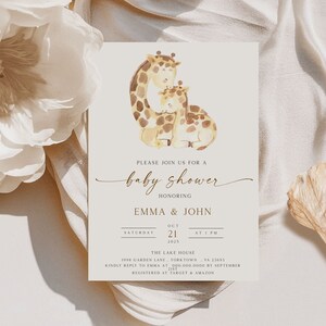 Editable Giraffe Baby Shower Invitation Gender Neutral Giraffe Baby Shower Invite  Shower decorations  Giraffe shower games