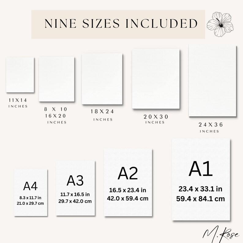K&ouml;nnte beinhalten: Neun verschiedene Gr&ouml;&szlig;en von druckbaren Kunstdrucken werden in Zoll und Zentimetern angezeigt. Die Gr&ouml;&szlig;en sind 11x14 Zoll, 8x10 Zoll, 16x20 Zoll, 18x24 Zoll, 20x30 Zoll, 24x36 Zoll, 8.3x11.7 Zoll, 11.7x16.5 Zoll, 16.5x23.4 Zoll und 23.4x33.1 Zoll. Die Gr&ouml;&szlig;en werden auch in Zentimetern angezeigt.