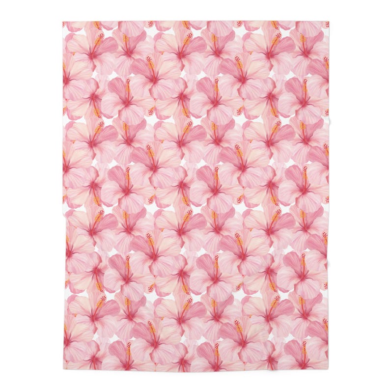 Pink Hibiscus Swaddle Blanket, Hawaii Baby Gift Idea, Floral Newborn