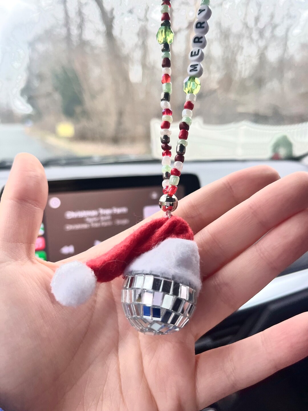 Santa Car Charm Disco Car Charm Christmas Accessories Etsy