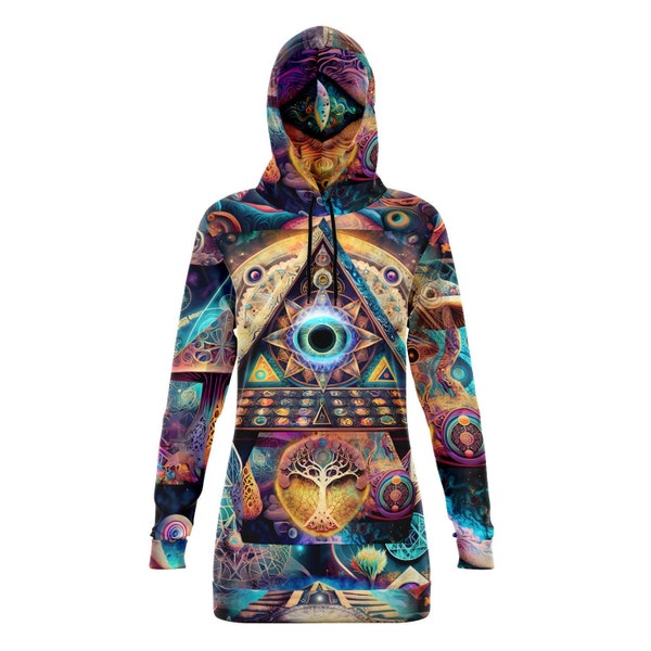 Psychedelic Trippy Doodle Hoodie Dress
