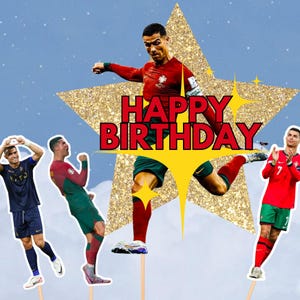 Soccer Football Cristiano Ronaldo Birthday Cake cupcake Decoration Topper Digital Printable