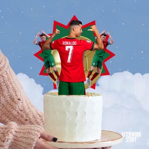 Soccer Football Cristiano Ronaldo Birthday Cake cupcake Decoration Topper Digital Printable