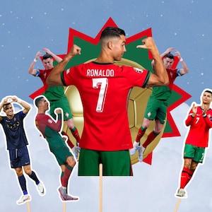Soccer Football Cristiano Ronaldo Birthday Cake cupcake Decoration Topper Digital Printable