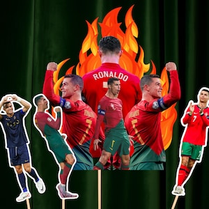 Soccer Football Cristiano Ronaldo Birthday Cake cupcake Decoration Topper Digital Printable