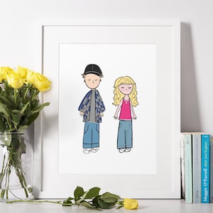 Custom Portrait, Minimalist Couple Portrait, Cute Cartoon Illustration, Personalized Print, Personalized Gift, Couple Memory Digital Gift