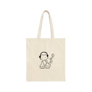 Cat in Headphones - Cotton Canvas Tote Bag