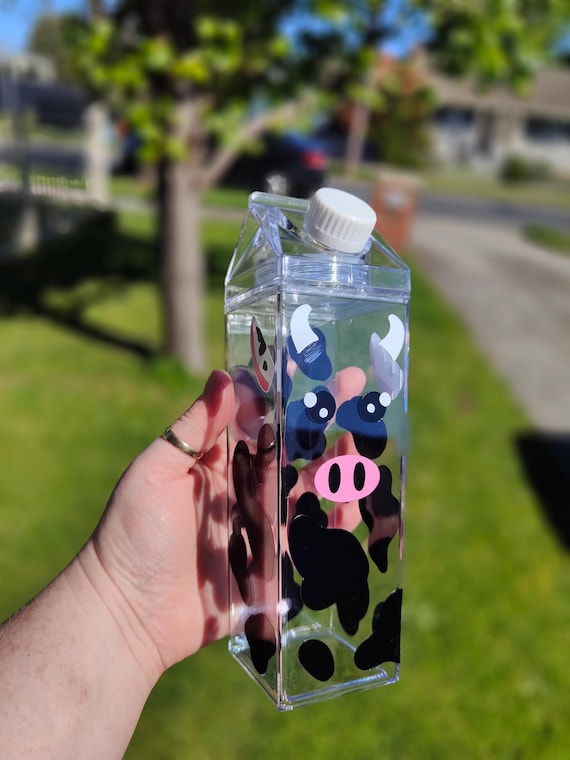 Cow Design Drink Bottle Cow Print Decal Milk Carton Bottle Gift