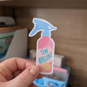 TERF repellant sticker trans rights anti terf stickers transgender equality funny spray bottle decal pride month LGBTQIA+ sticker trans love