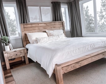 Planos de cama estilo granja moderna (DIY) / Tamaños desde twin hasta king / PDF paso a paso / Medidas imperiales y métricas incluidas