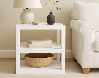 Vintage Ikea ÅNES White Rolling Side Table Designed by Ehlen