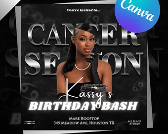 Cancer Bash Invitation | Cancer Season | Birthday Party | EDITABLE