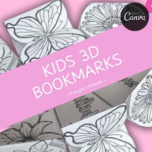 3D Bookmarks | Kids Printable Craft | Cute Bookmark Gifts | DIY Bookmarks | Bookmark Designs | Fun Reading | Bookworm Gift |