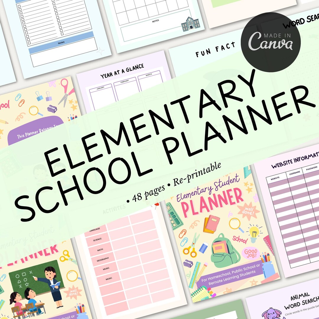 Student Planner: Colorful Academic Organizer - Printable PDF for Kids ...