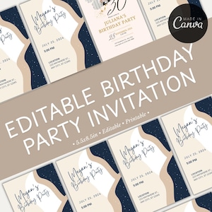 Neutral Palette Birthday Invitation | Birthday Invitation | Editable Party Invite | Digital Template for Fun Celebrations |