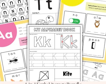 Alphabet Alphabet Bündel: Arbeitsblätter zur Buchstabenverfolgung, Phonetik und Rechtschreibung | Vorschule Kindergarten druckbar