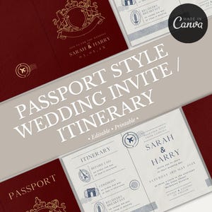 Wedding Passport Template | European Style | Wedding Invite | Wedding Itinerary  | Travel Wedding | Customisable Design | Travel Wedding |
