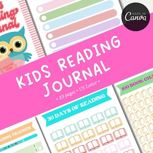 Leesdagboek voor kinderen | Leeslogboek voor kinderen | Afdrukbare boektracker | Leesdagboek voor kinderen | Uitdagingstabel lezen |